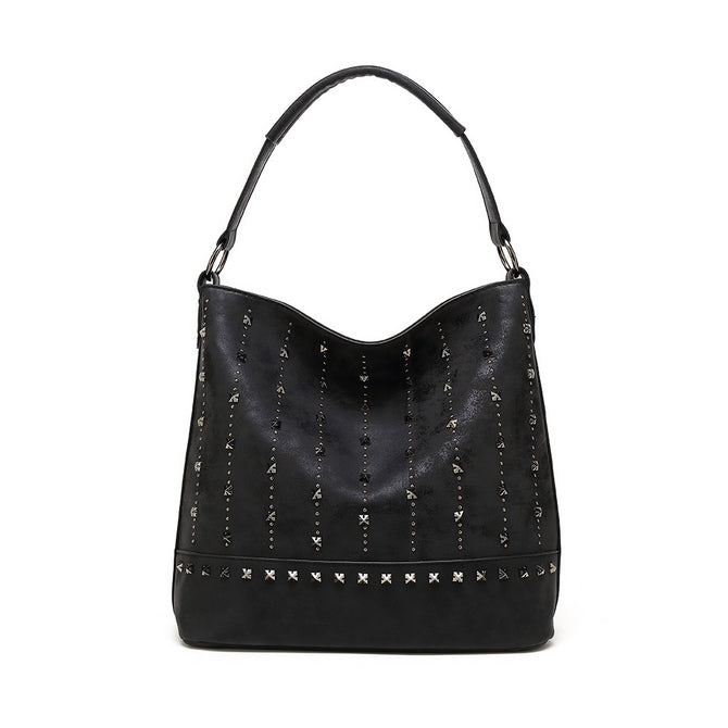 Black studded shoulder discount bag